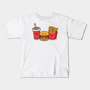 Cute Burger With Soda And French Fries Kids T-Shirt